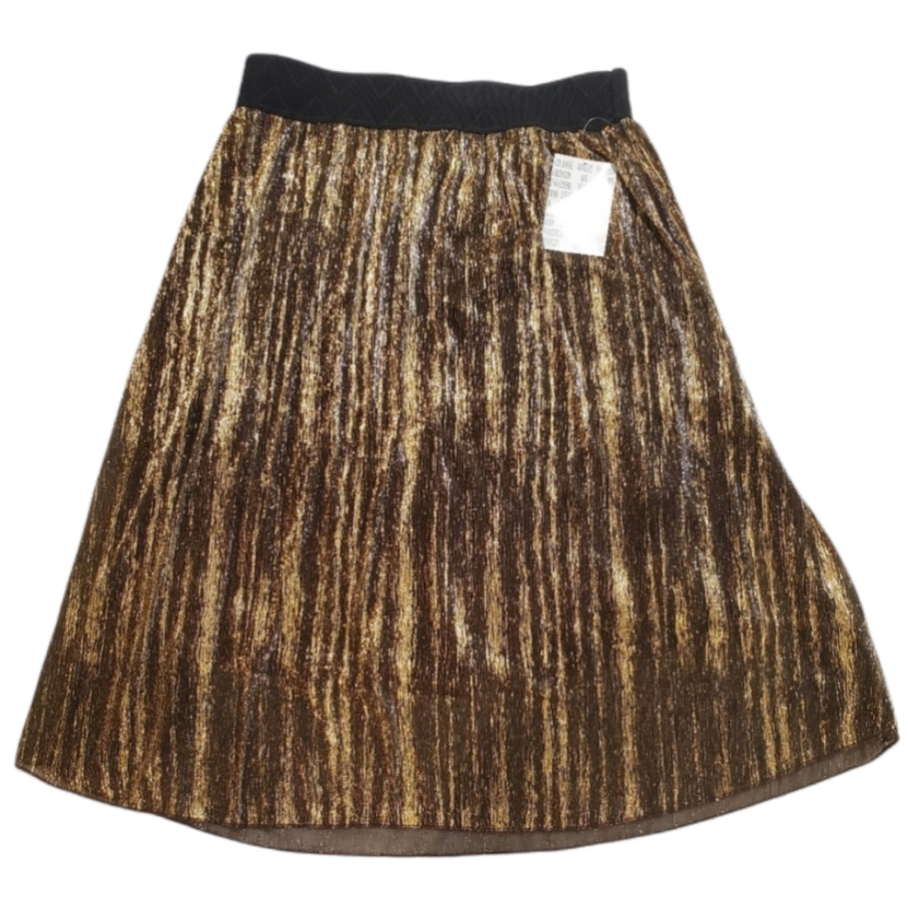 Lularoe Elegant Metallic Gold & Black Lola Midi Skirt - Women's Size Medium